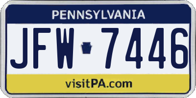 PA license plate JFW7446