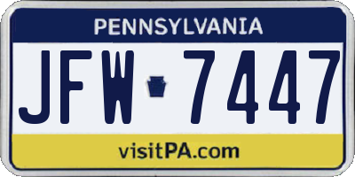 PA license plate JFW7447