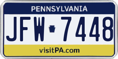 PA license plate JFW7448