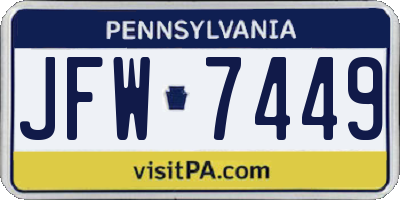 PA license plate JFW7449