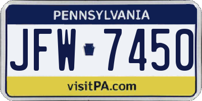 PA license plate JFW7450