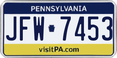 PA license plate JFW7453