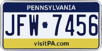 PA license plate JFW7456