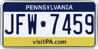 PA license plate JFW7459