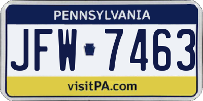 PA license plate JFW7463