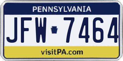 PA license plate JFW7464