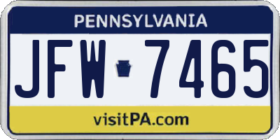 PA license plate JFW7465