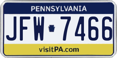 PA license plate JFW7466