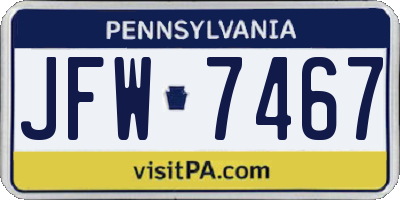 PA license plate JFW7467