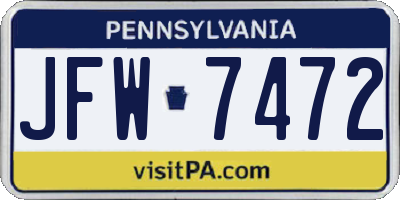 PA license plate JFW7472