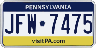 PA license plate JFW7475