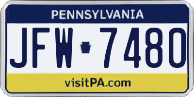 PA license plate JFW7480