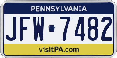 PA license plate JFW7482
