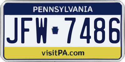 PA license plate JFW7486