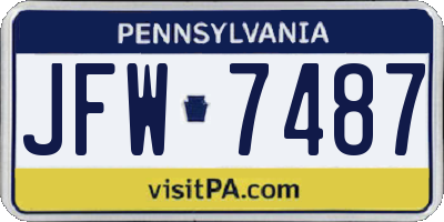 PA license plate JFW7487