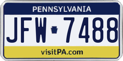 PA license plate JFW7488