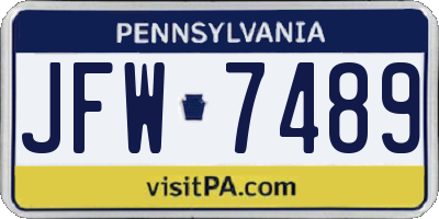 PA license plate JFW7489
