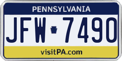 PA license plate JFW7490