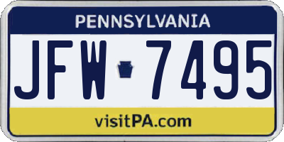 PA license plate JFW7495