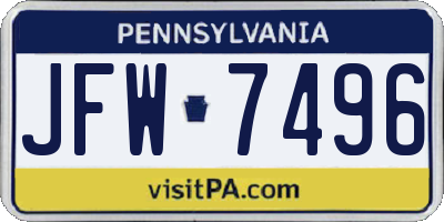 PA license plate JFW7496