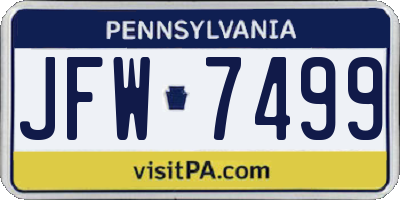 PA license plate JFW7499