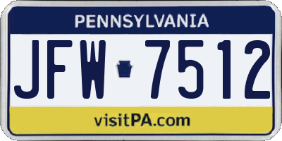 PA license plate JFW7512