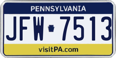 PA license plate JFW7513