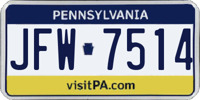 PA license plate JFW7514