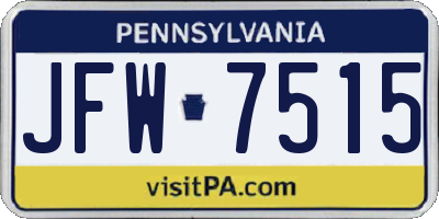 PA license plate JFW7515