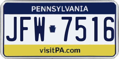 PA license plate JFW7516