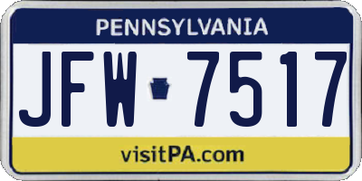 PA license plate JFW7517