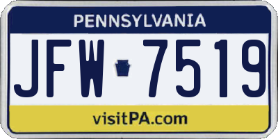PA license plate JFW7519