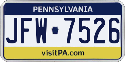 PA license plate JFW7526