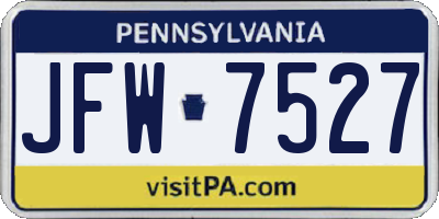 PA license plate JFW7527