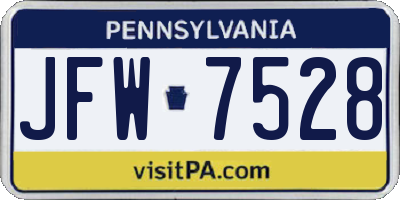PA license plate JFW7528