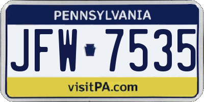PA license plate JFW7535