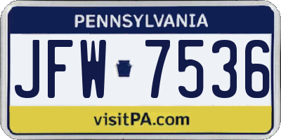 PA license plate JFW7536