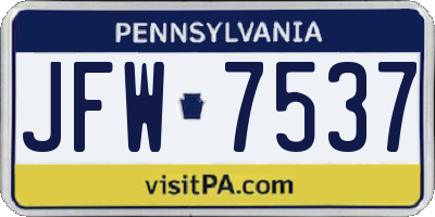 PA license plate JFW7537