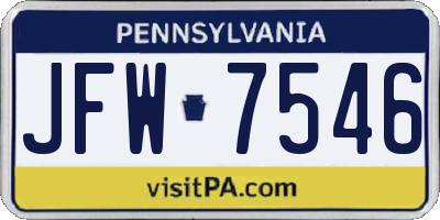 PA license plate JFW7546