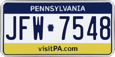 PA license plate JFW7548