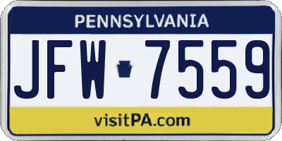 PA license plate JFW7559