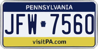 PA license plate JFW7560