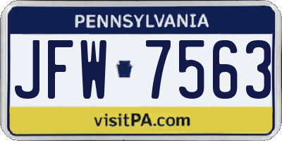PA license plate JFW7563