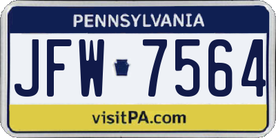 PA license plate JFW7564
