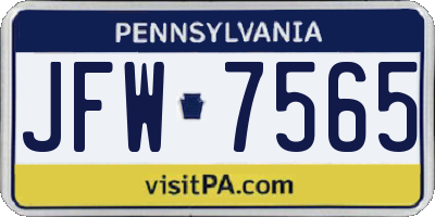PA license plate JFW7565