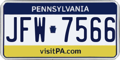 PA license plate JFW7566