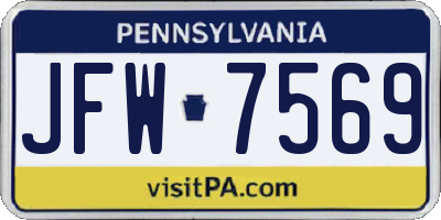 PA license plate JFW7569
