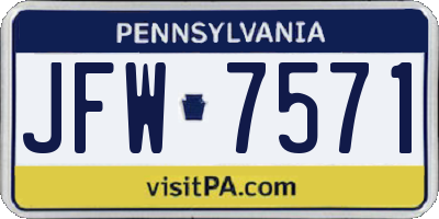 PA license plate JFW7571