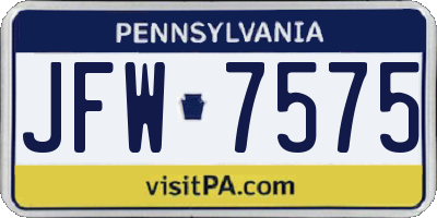 PA license plate JFW7575
