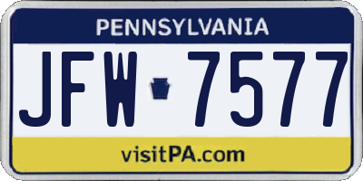 PA license plate JFW7577